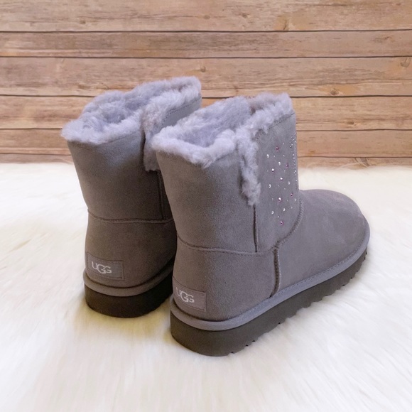 UGG Women’s Classic UGG Gem Mini Soft Amethyst Suede Boots - Picture 3 of 9